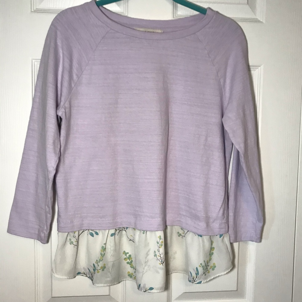 Loft Lilac Crew Neck Sweater with Chiffon Bottom